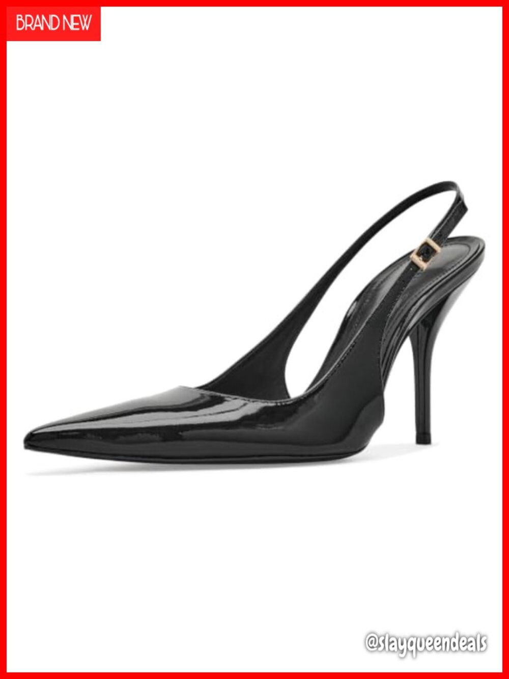 Pointed Toe Slingback Stiletto Pump Patent Leather Heels